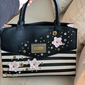 Betsey Johnson floral and stripe handbag purse